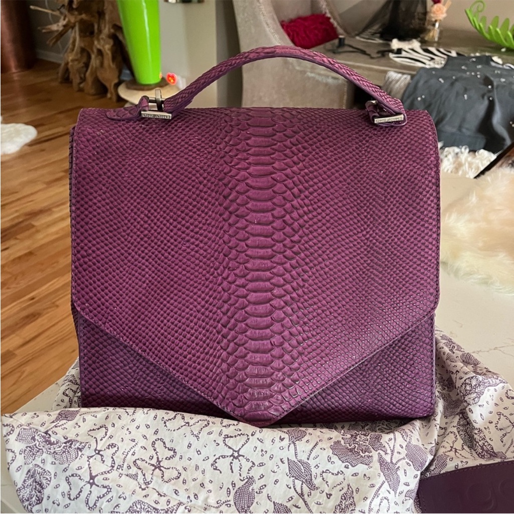 Textured Purple Snake Print Purse